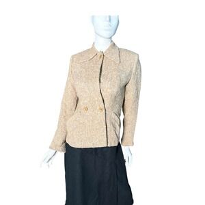 Simpson Piccadilly Tweed Blazer Jacket Beige Women's Size Small Classic Blazer